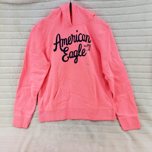 American Eagle Outfitters Tops - Coral American Eagle Graphic Print Hoodie Sweatshirt XL